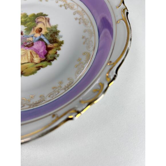 H&C Selb Bavaria Heinrich Fanny Eisler Courting Couple Bowl Purple Gold Trim 7.5 - Picture 5 of 8